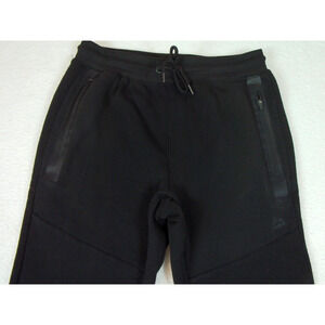Reebok Fleece Sweatpants Joggers Men M Black Zip Pockets Tapered Ankle‎ Zip Gym